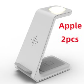 3 In 1 Fast Charging Station Wireless Charger Stand Wireless Quick Charge Dock For Phone Holder (Option: White-Apple2pc)