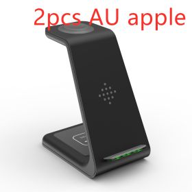 3 In 1 Fast Charging Station Wireless Charger Stand Wireless Quick Charge Dock For Phone Holder (Option: Black 2pcs-Apple AUplug)