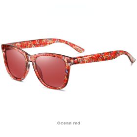 Women Polarized Sunglasses Square Eyeglasses Frames Men Sun Glasses Bohemian Bikini Military Camping Beach Sports Visor Eyewear (Lens Color: ocean red)