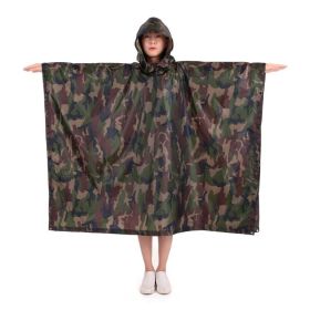 Multi-Usage Lightweight Hooded Rain Poncho Picnic Mat Blanket Sun Shelter (Color: Camouflage)