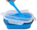 Lunch Box Collapsible Silicone Food Storage with Fork Spoon Expandable Eco Lunch Bento Box BPA-Free Dishwasher Freezer Microwave Safe